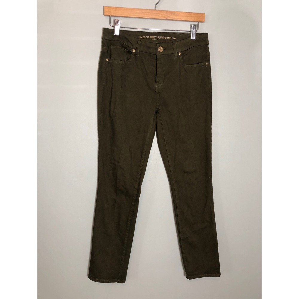 Chico's So Slimming Girlfriend Ankle Pants Women XS Olive Green Stretch Straight